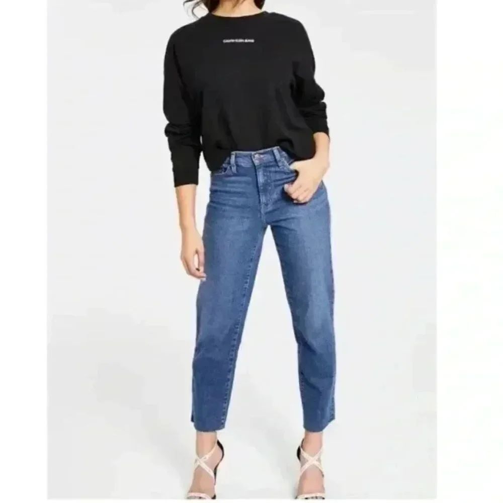 Calvin Klein 90s High Rise Straight Ankle Jeans Raw Hem